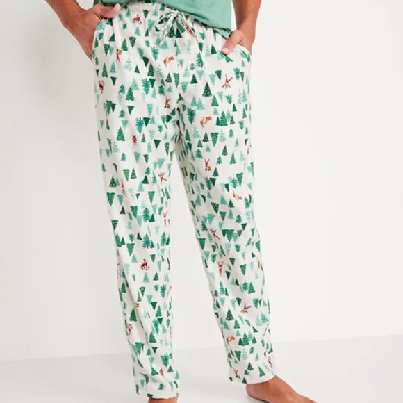 NWT Old Navy Express YourElf! Christmas Tree Elf Flannel Pajama Pants Men M L - Picture 3 of 4